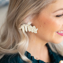 Load image into Gallery viewer, Mrs Wife White Beaded Earrings