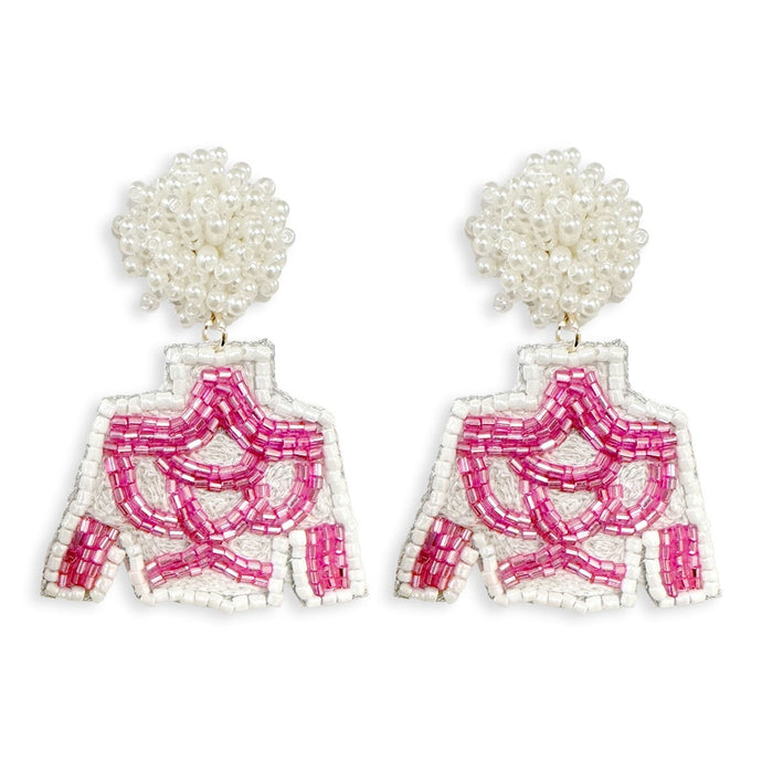 Pearl Top Pink Derby Earrings