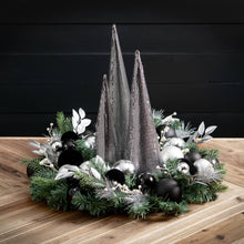 Load image into Gallery viewer, Black and Silver Ornament Pine Wreath