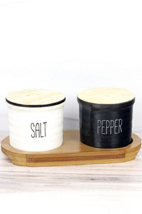 Ceramic Black and White Salt and Pepper Cellar Set