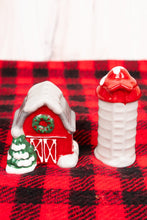 Load image into Gallery viewer, Ceramic Country Christmas Barn Salt and Pepper Set
