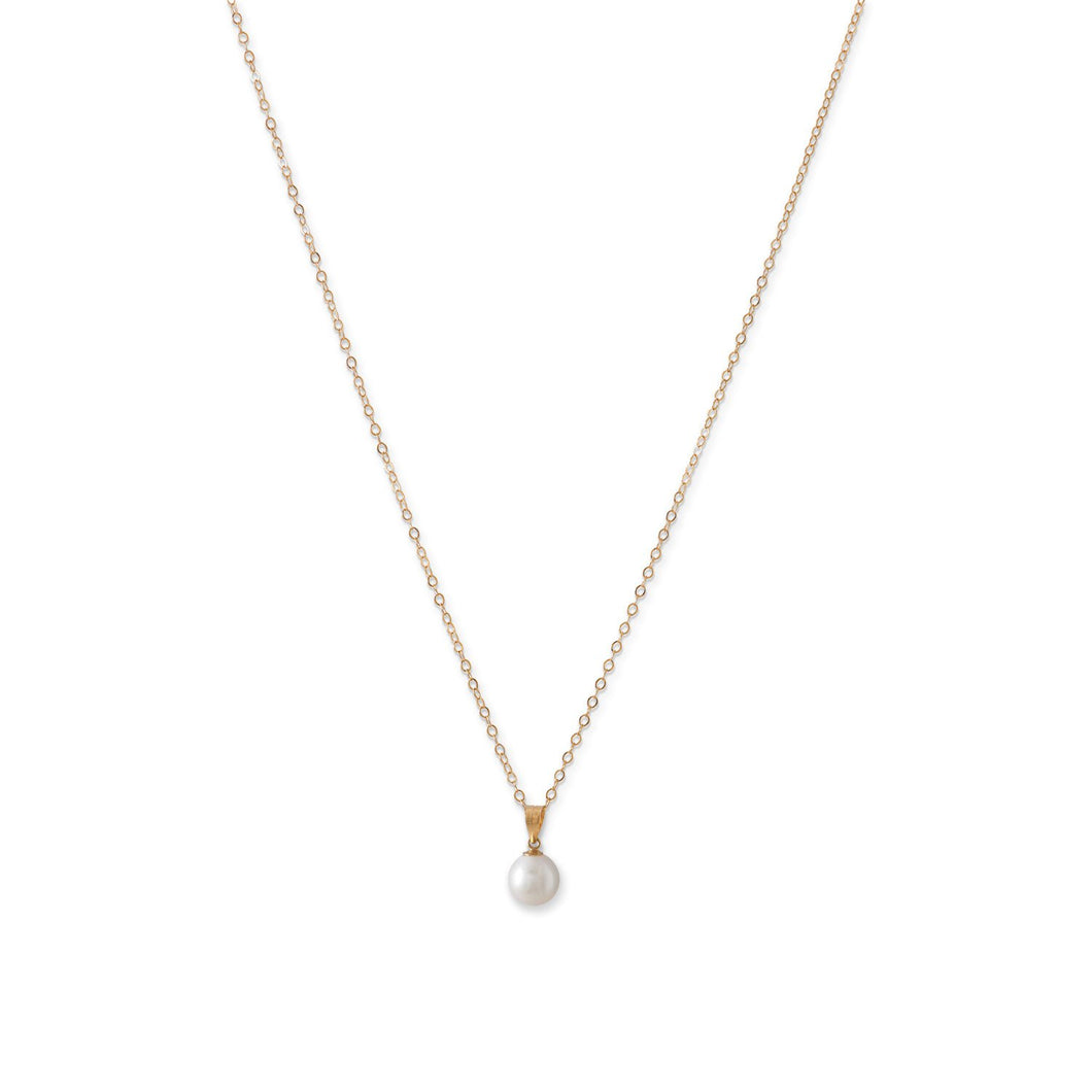 Gold Necklace with a Sliding Cultured Freshwater Pearl Pendant - SoMag2