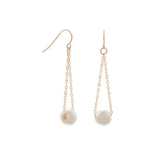 Load image into Gallery viewer, Gold French Wire Earrings with Floating Cultured Freshwater Pearl - SoMag2
