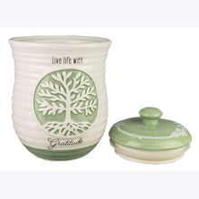 Load image into Gallery viewer, Tree of Life Green Ceramic Coffee Tea Sugar Flour Canister Set
