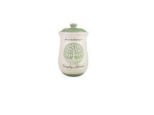 Tree of Life Green Ceramic Coffee Tea Sugar Flour Canister Set