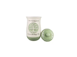 Tree of Life Green Ceramic Coffee Tea Sugar Flour Canister Set