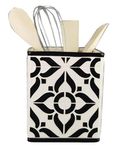 Load image into Gallery viewer, Black and White Moroccan Ceramic Utensil Holder