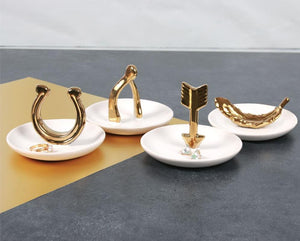 Gold Ceramic Trinket Jewelry Dish - SoMag2