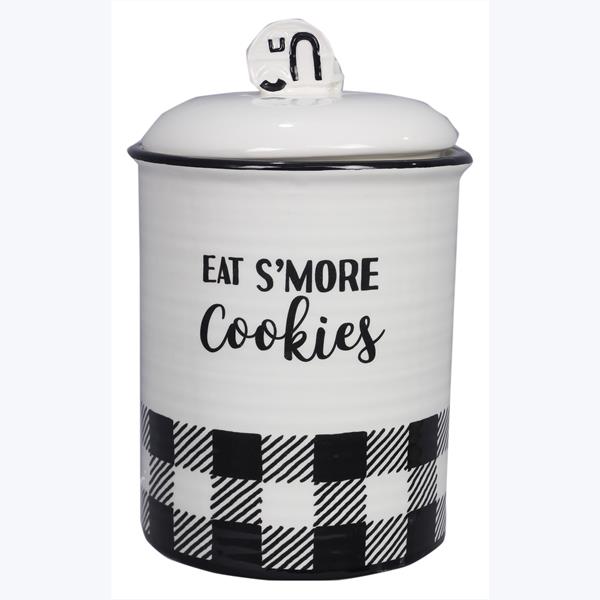 Buffalo Plaid Ceramic Cookie Jar Set