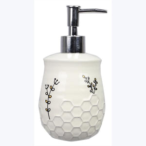White Honey Bee Ceramic Soap Lotion Dispenser
