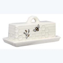 Load image into Gallery viewer, Bee White Ceramic Butter Dish