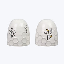 Load image into Gallery viewer, White Honey Bee Ceramic Salt and Pepper Shaker Set