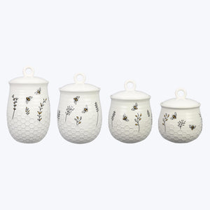 White Bee Ceramic Canister Set