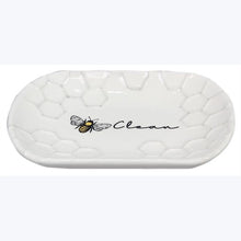 Load image into Gallery viewer, Ceramic White Honey Bee Soap Dish