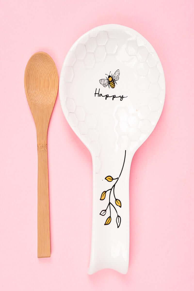 Bee Happy Ceramic Spoon Rest Set