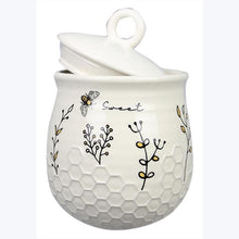 Load image into Gallery viewer, White Honey Bee Ceramic Cookie Jar Set