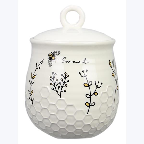 White Honey Bee Ceramic Cookie Jar Set