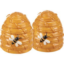 Load image into Gallery viewer, Bee Hive Ceramic Salt and Pepper Set