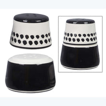 Load image into Gallery viewer, Black and White Ceramic Salt and Pepper Shaker Set