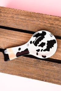 Black and White Cow Ceramic Spoon Rest Dish