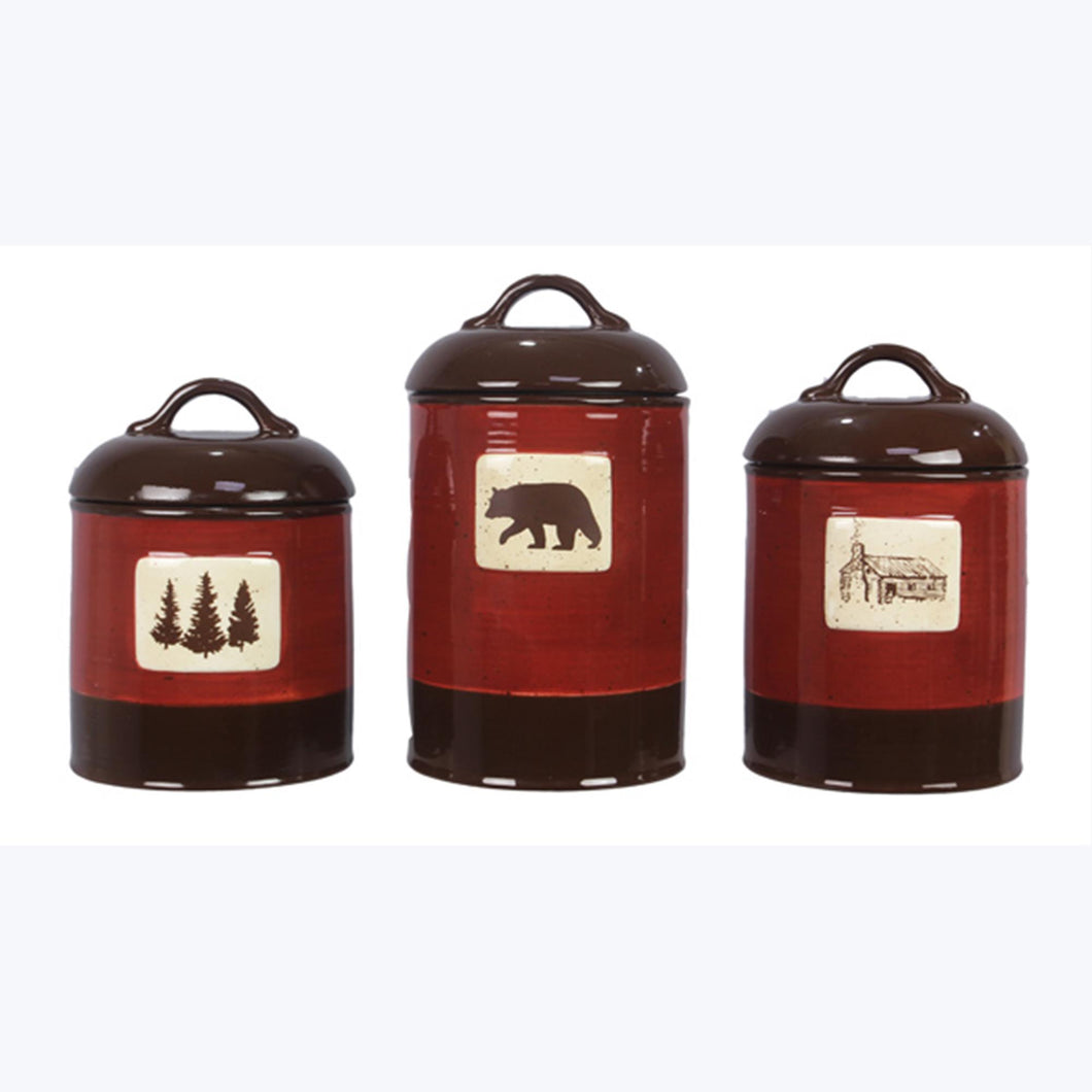 Red Bear Ceramic Canister Set