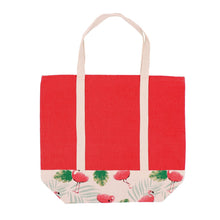 Load image into Gallery viewer, Canvas Flamingo Boat Library Tote - SoMag2