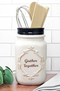 Cream Gather Together Ceramic Utensil Holder