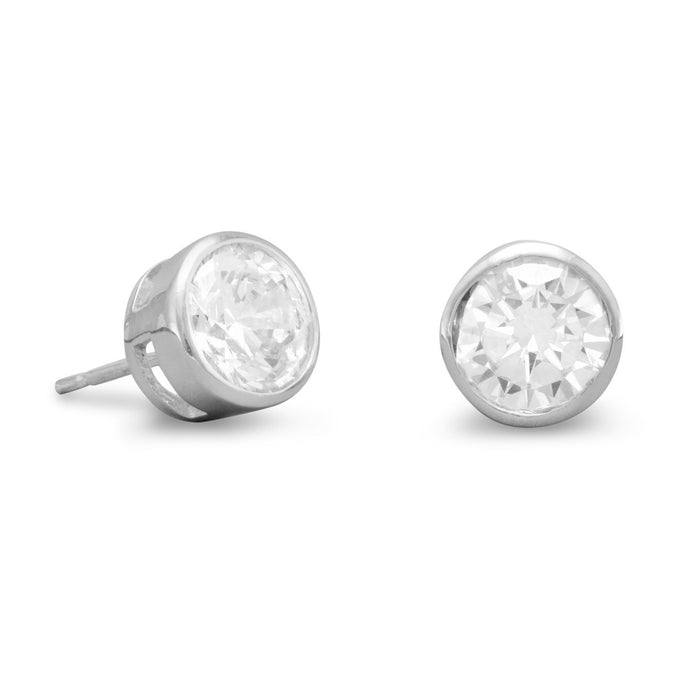 Round Bezel CZ Post Earrings - SoMag2