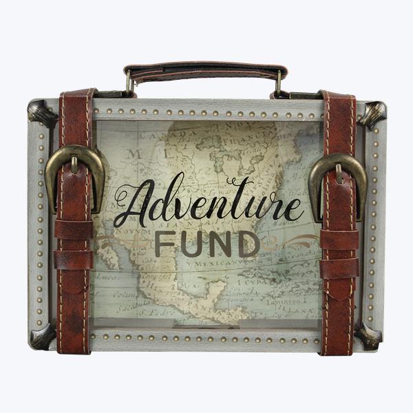 Wooden Suitcase Travel Coin Bank