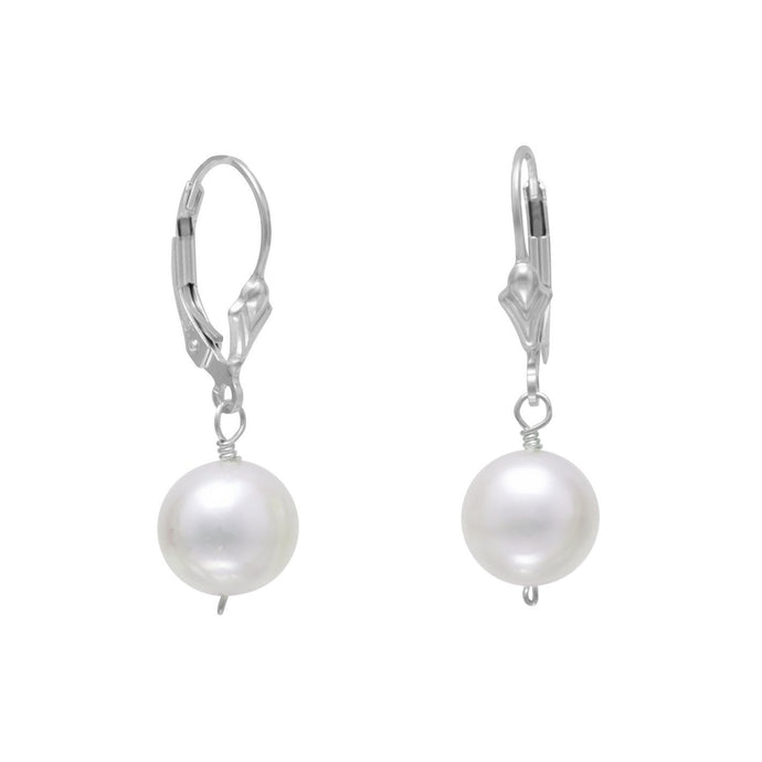 White Cultured Freshwater Pearl Lever Back Earrings - SoMag2