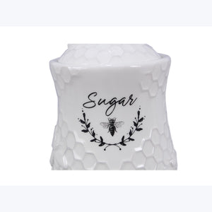 White Ceramic Honey Bee Coffee Tea Sugar Flour Canister Set - The Southern Magnolia Too