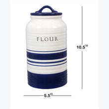 Load image into Gallery viewer, Blue and White Ceramic Coffee Tea Sugar Flour Canister Set