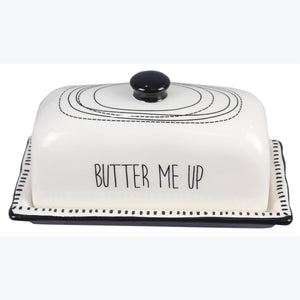 Ceramic Black and White Butter Dish