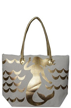 Load image into Gallery viewer, Large Metallic Gold Shoulder Beach Tote