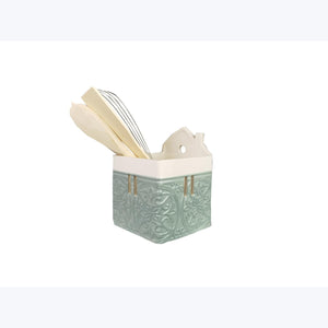 Blue French Provincial Ceramic Utensil Holder