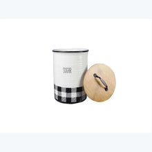 Load image into Gallery viewer, Black and White Buffalo Plaid Ceramic Coffee Tea Sugar Flour Canister Set