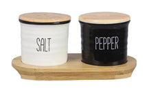 Load image into Gallery viewer, Ceramic Black and White Salt and Pepper Cellar Set