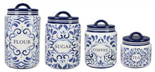 Load image into Gallery viewer, Ceramic Blue and White Talavera Coffee Tea Sugar Flour Canister Set - The Southern Magnolia Too