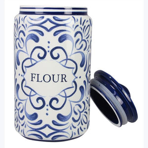 Ceramic Blue and White Talavera Coffee Tea Sugar Flour Canister Set - The Southern Magnolia Too