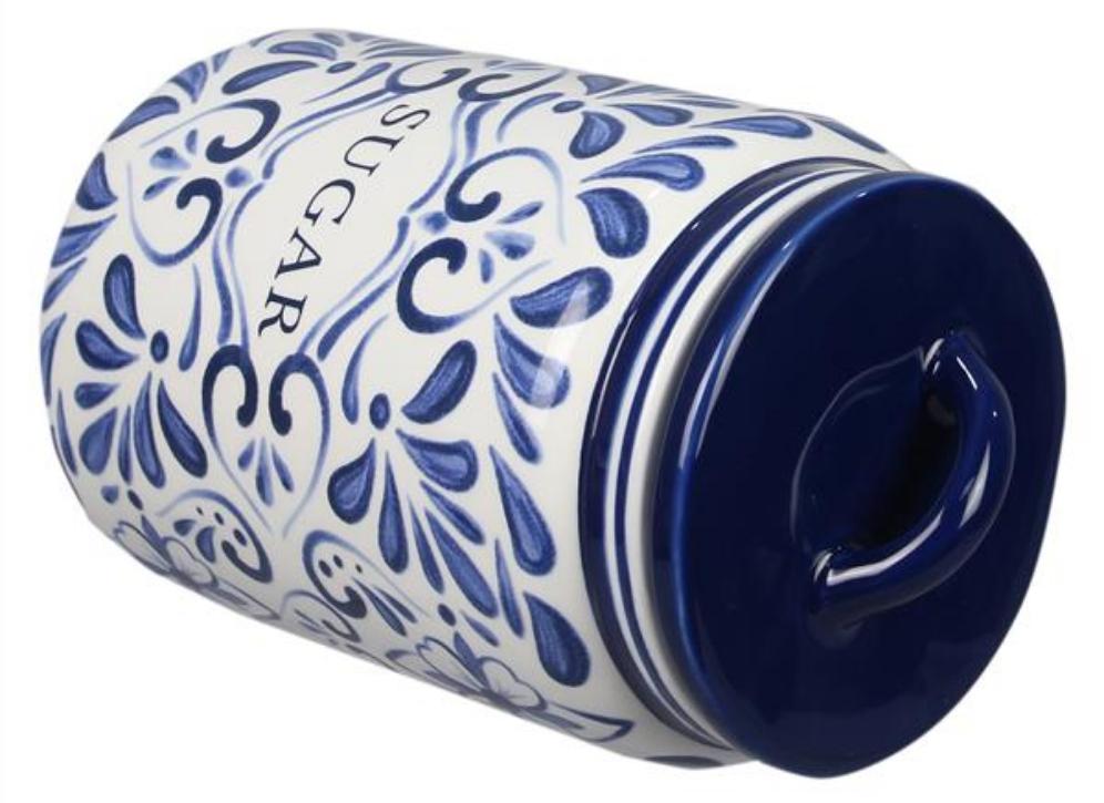 Young's Inc Ceramic Blue And White Talavera Canister 4pcs Set With