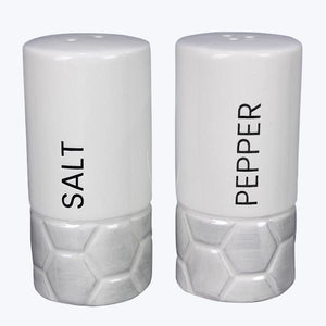 White Geometric Honey Comb Modern Salt and Pepper Shaker Set