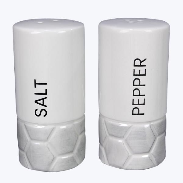 White Geometric Honey Comb Modern Salt and Pepper Shaker Set