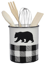 Load image into Gallery viewer, Buffalo Plaid Bear Cabin Kitchen Tool Holder