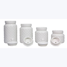 Load image into Gallery viewer, White Cottage Dot Ceramic Canister Set
