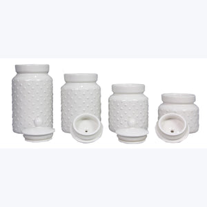 White Cottage Dot Ceramic Canister Set