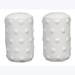 White Dot Hobnail Ceramic Salt and Pepper Shaker Set