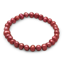 Load image into Gallery viewer, Red Cultured Freshwater Pearl Stretch Bracelet - SoMag2