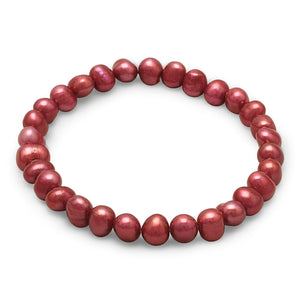 Red Cultured Freshwater Pearl Stretch Bracelet - SoMag2