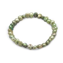Load image into Gallery viewer, Green Cultured Freshwater Pearl Stretch Bracelet - SoMag2