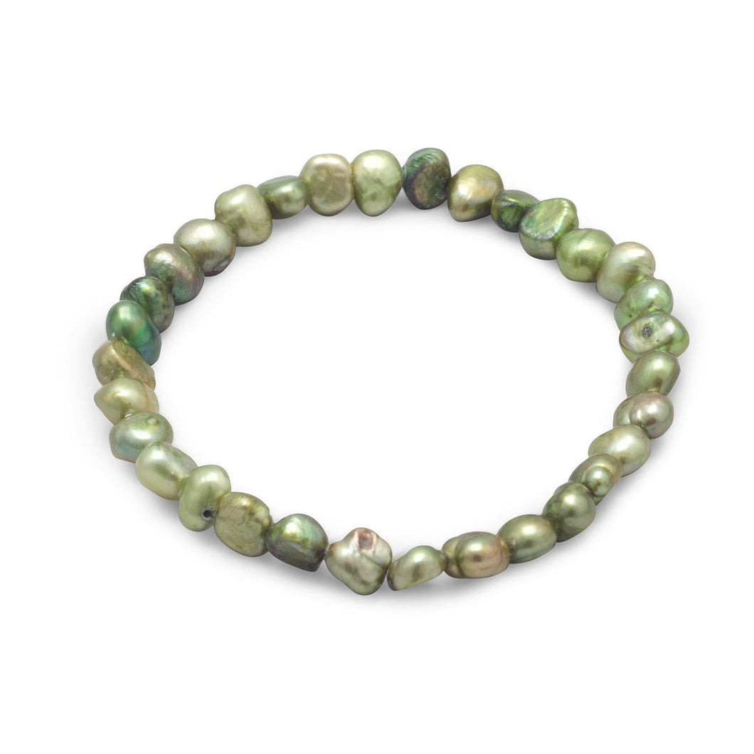 Green Cultured Freshwater Pearl Stretch Bracelet - SoMag2